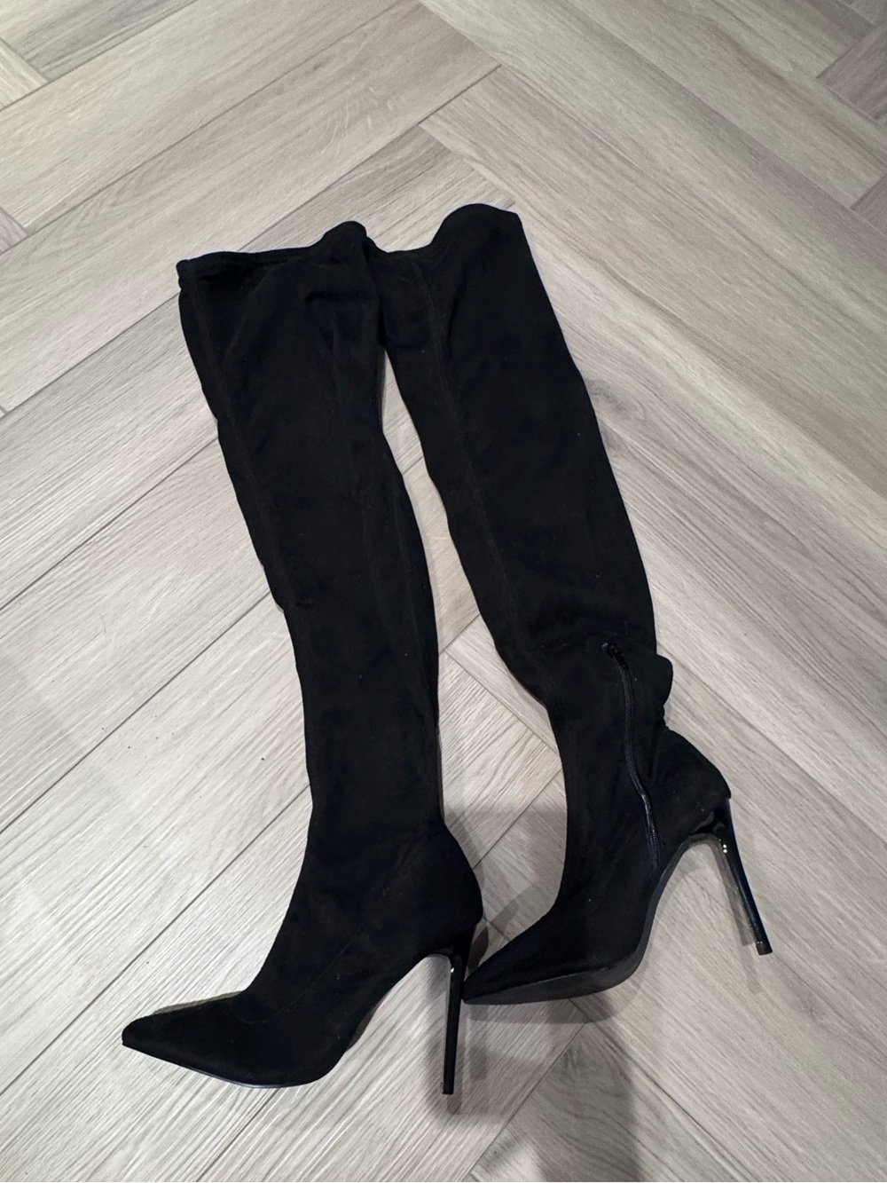 Black Over-the-Knee Stiletto Boots - Women's Fashion